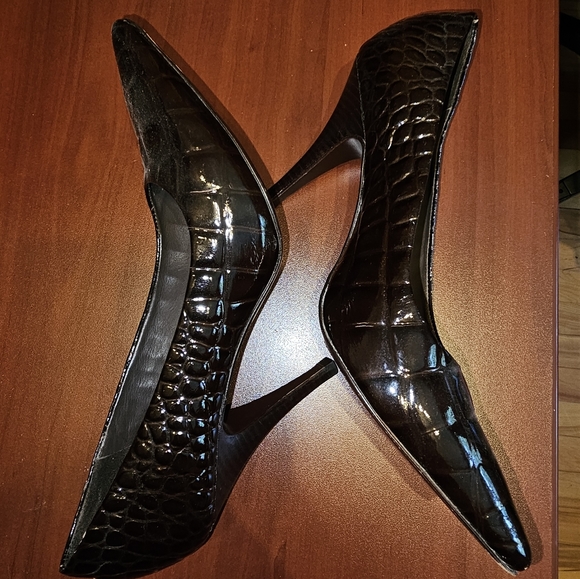 J.Vincent brown croc embossed heels - Picture 2 of 4